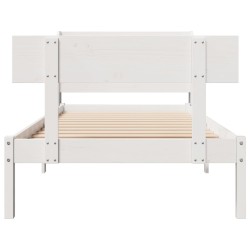 Cadre de lit sans matelas blanc 90x190 cm bois de pin massif 