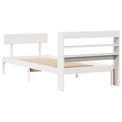 Cadre de lit sans matelas blanc 90x190 cm bois de pin massif 