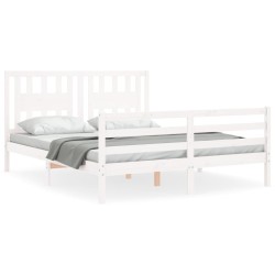Cadre de lit sans matelas blanc 160x200 cm bois massif 