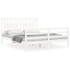 Cadre de lit sans matelas blanc 160x200 cm bois massif 