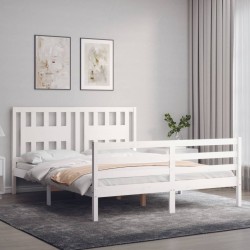 Cadre de lit sans matelas blanc 160x200 cm bois massif 