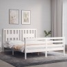 Cadre de lit sans matelas blanc 160x200 cm bois massif 