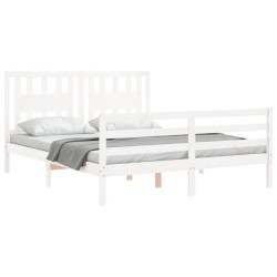 Cadre de lit sans matelas blanc 160x200 cm bois massif 