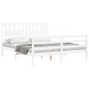 Cadre de lit sans matelas blanc 160x200 cm bois massif 