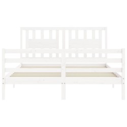 Cadre de lit sans matelas blanc 160x200 cm bois massif 