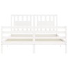 Cadre de lit sans matelas blanc 160x200 cm bois massif 