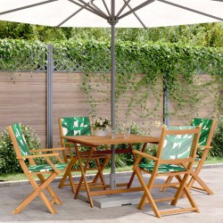 Ensemble à manger de jardin 5 pcs motif de feuilles tissu bois 