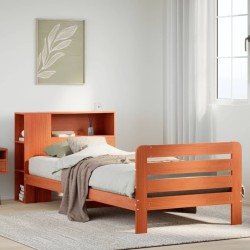 Cadre de lit sans matelas cire marron 75x190 cm bois pin massif 