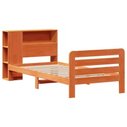 Cadre de lit sans matelas cire marron 75x190 cm bois pin massif 