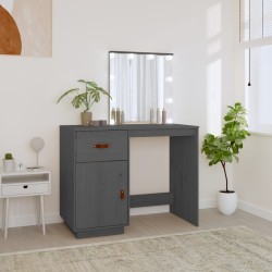 Coiffeuse avec LED Gris 95x50x133,5 cm Bois de pin massif 