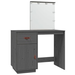 Coiffeuse avec LED Gris 95x50x133,5 cm Bois de pin massif 