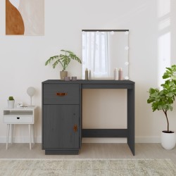 Coiffeuse avec LED Gris 95x50x133,5 cm Bois de pin massif 