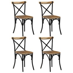 Chaises à dossier croisé lot de 4 noir bois de manguier massif 