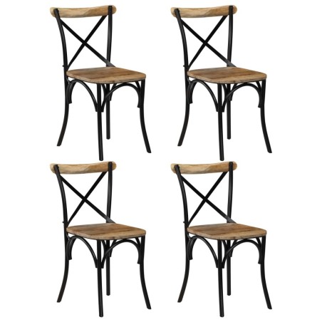 Chaises à dossier croisé lot de 4 noir bois de manguier massif 