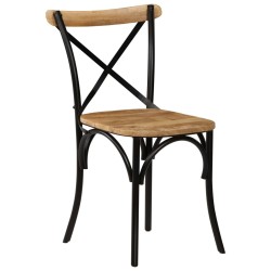 Chaises à dossier croisé lot de 4 noir bois de manguier massif 