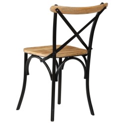 Chaises à dossier croisé lot de 4 noir bois de manguier massif 