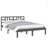 Cadre de lit sans matelas gris 135x190 cm bois massif 