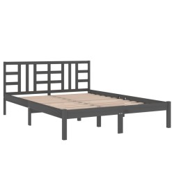 Cadre de lit sans matelas gris 135x190 cm bois massif 