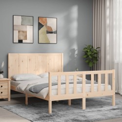 Cadre de lit sans matelas bois de pin massif 