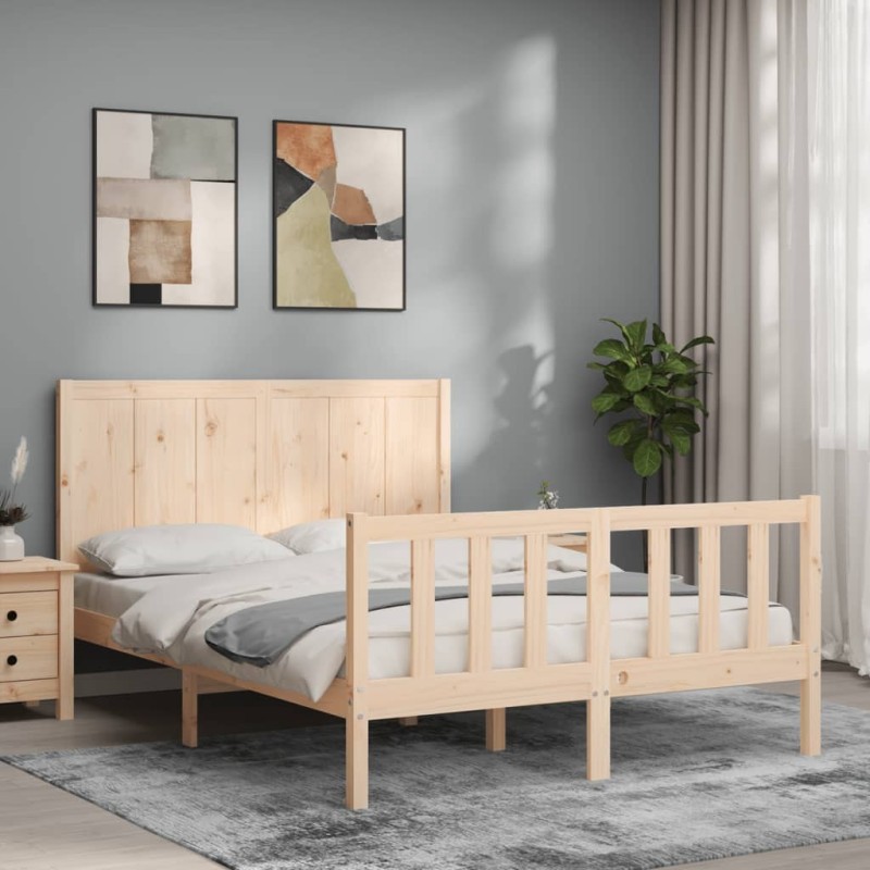 Cadre de lit sans matelas bois de pin massif 