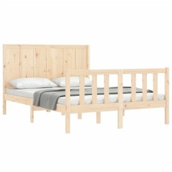 Cadre de lit sans matelas bois de pin massif 