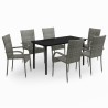 Ensemble à manger de jardin 7 pcs Gris et noir 