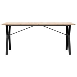 Table à manger cadre en Y 180x90x75 cm bois de pin massif acier 