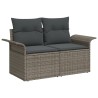 Canapés de jardin 5 pièces avec coussins gris en poly rotin, Canapé de jardin 2 places avec rangement et coussins gris en poly r