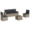 Salon de jardin 6 pcs avec coussins gris clair résine tressée 
