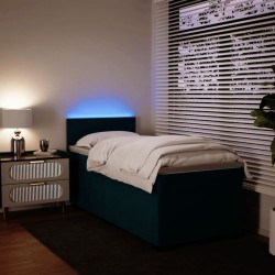 Sommier à lattes de lit avec matelas bleu 90x200 cm velours 