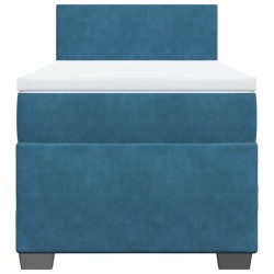 Sommier à lattes de lit avec matelas bleu 90x200 cm velours 