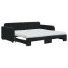 Lit de jour avec gigogne et matelas noir 90x190 cm velours 
