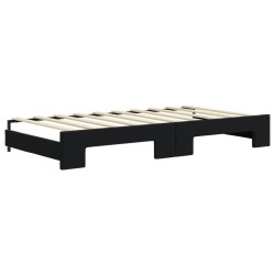 Lit de jour avec gigogne et matelas noir 90x190 cm velours 