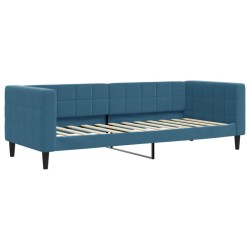 Lit de jour avec lit gigogne et matelas bleu 80x200 cm velours 