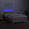Sommier à lattes de lit matelas et LED crème 120x190 cm tissu 