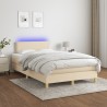 Sommier à lattes de lit matelas et LED crème 120x190 cm tissu 