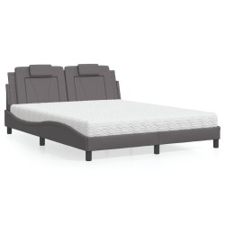 Lit avec matelas gris 160x200 cm similicuir 