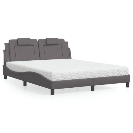 Lit avec matelas gris 160x200 cm similicuir 