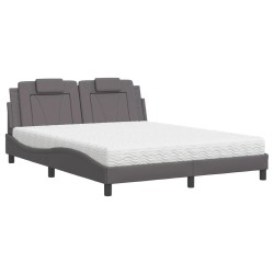 Lit avec matelas gris 160x200 cm similicuir 