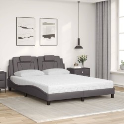 Lit avec matelas gris 160x200 cm similicuir 