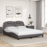 Lit avec matelas gris 160x200 cm similicuir 