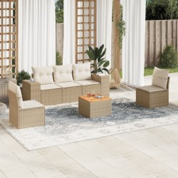 Salon de jardin avec coussins 6 pcs beige résine tressée 