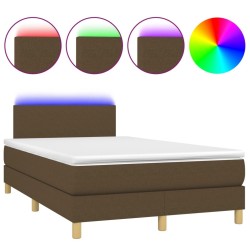 Sommier à lattes de lit matelas et LED Marron foncé 120x200 cm 