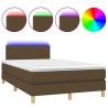 Sommier à lattes de lit matelas et LED Marron foncé 120x200 cm 