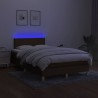 Sommier à lattes de lit matelas et LED Marron foncé 120x200 cm 