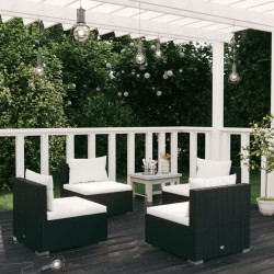 Salon de jardin 4 pcs avec coussins Résine tressée Noir 