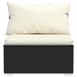 Salon de jardin 4 pcs avec coussins Résine tressée Noir 