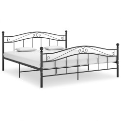 Cadre de lit sans matelas noir métal 160x200 cm 