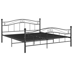 Cadre de lit sans matelas noir métal 160x200 cm 