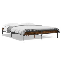Cadre de lit sans matelas chêne fumé 160x200 cm 